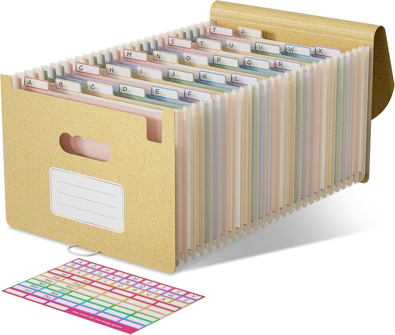 EcoStash Accordion File Organizer, 26 Pockets Wheat Straw Expanding File Folder, Monthly Bill Receipt Organizer, A-Z Tabs, 100% BPA Free, Return to Nature, Healthy Living, Letter/A4 Size-Wheat Yellow - Image 1